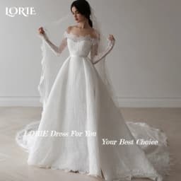 LORIE Vintage Lace Wedding Dress Off Shoulder Long Sleeve A-line Bridal Gown Sweetheart Princess Ball Bride Dress Customized