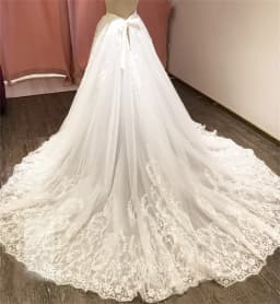 Tulle Luxury Lace Appliques Detachable Skirt Wedding Boho Removable Train For Dresses Bridal Overskirt