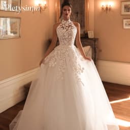 Romantic Sleeveless Halter Neck Wedding Dresses Lace Tulle Boho A-Line Bridal Gown for Women Vestido De Noiva Longo Customized
