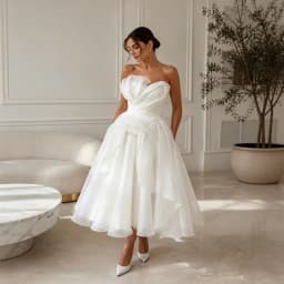 Midi Simple Wedding Dress 2027 Organza A Line Bridal Gown Strapless Corset Back Civil Short Reception Dress For Bride Customized