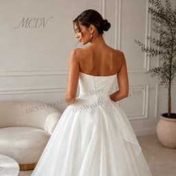 Midi Simple Wedding Dress 2027 Organza A Line Bridal Gown Strapless Corset Back Civil Short Reception Dress For Bride Customized