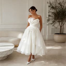 Midi Simple Wedding Dress 2027 Organza A Line Bridal Gown Strapless Corset Back Civil Short Reception Dress For Bride Customized