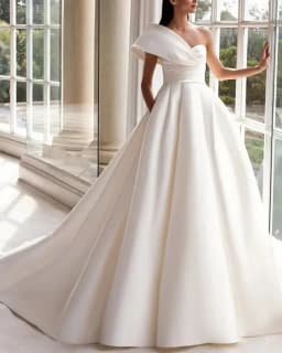 Customized Modern A-Line Wedding Dresses Buttons One Shoulder Satin Ruched Bridal Gowns Vestidos De Noiva 2023
