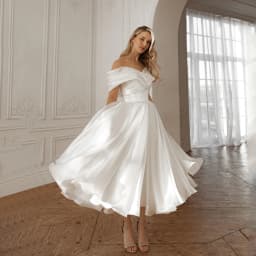 Off Shoulder Midi Wedding Dresses A-Line Ankle Length Ivory Bridal Shower Party Gowns Customized свадебное платье