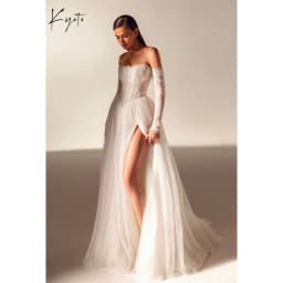 Kyoto Customized White Strapless Wedding Dress Detachable Sleeves Tulle vestidos de noiva Side High Split Evening Dress 2025