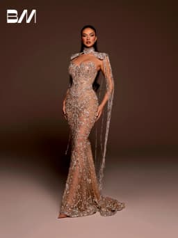 Champagne Lining Beaded Embroidery Mermaid Wedding Dress Shiny Tassel Customized Bride Gown Stunning Crystals Church Wear