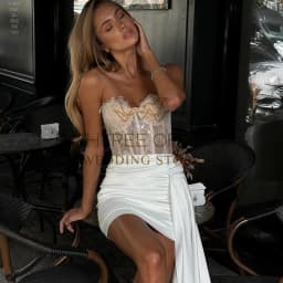Eightree White Mini Wedding Dresses Women Sweetheart Short Lace Satin Wedding Gowns Boho Bridal Prom Dress bestidos de novia