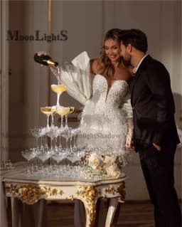 Moonlight Attractive Sweetheart Wedding Dresses for Women Beadings Bowknot Wedding Guest Gown Vestidos De Novia Customised