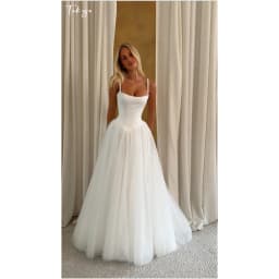 Tokyo Customized Spaghetti Strap Tulle A-Line White Wedding dress for weddings Prom dress Floor-length Minimal Evening dresses
