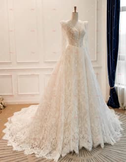 Customized V-neck Long-Sleeved A-Line Elegant Wedding Dress Vestidos De Novia Amanda Novias Amanda Novias Official