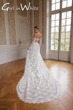 Customized Vintage Lace Mermaid Boat Neck Wedding Breathtaking Off Shoulder Long Sleeves Bridal Gowns Dress Vestido De Novia