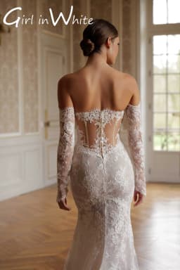 Customized Vintage Lace Mermaid Boat Neck Wedding Breathtaking Off Shoulder Long Sleeves Bridal Gowns Dress Vestido De Novia