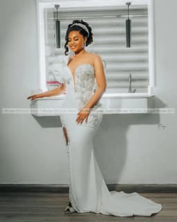 Nigeria Mermaid Wedding Dresses for Bride Sheer Neck Long Sleeve Side Split Ruffles Africa Bridal Reception Gowns Customized