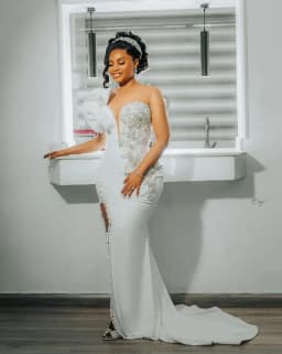 Nigeria Mermaid Wedding Dresses for Bride Sheer Neck Long Sleeve Side Split Ruffles Africa Bridal Reception Gowns Customized