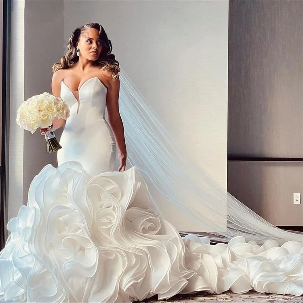 Luxury Mermaid Wedding Dresses for Bride 2024 Sweetheart Ruffles Dubai Woman Bridal Gowns Plus Size Vestido De Novia Customized