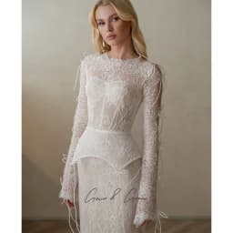 Gwn&Gce Lace Wedding Dress Luxury 2026 Mermaid Full Sleeve Front Split Bride Gowns Applique Sweep Train Vestidos De Novia Custom