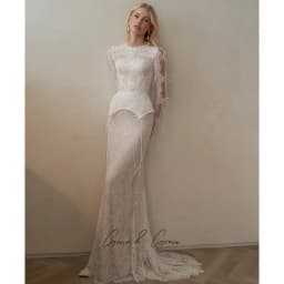 Gwn&Gce Lace Wedding Dress Luxury 2026 Mermaid Full Sleeve Front Split Bride Gowns Applique Sweep Train Vestidos De Novia Custom