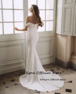 SoDigne Mermaid Satin Wedding Dresses Off Shoulder Sleeveless Bride Dress 2026 Long Wedding Gown Vestidos De Novia Customized