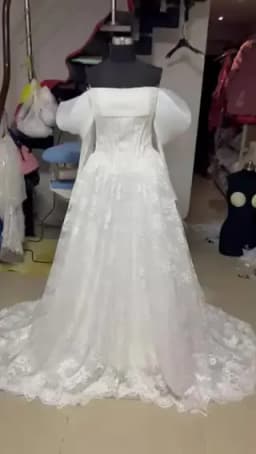 Customized Shimmering Moments Luxury Lace Wedding Dress Sexy Off The Shoulder Vintage Wedding Dress