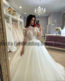 Long Sleeve Mermaid Wedding Dresses 2024 New High Collar Exquisite Lace Appliques Elegant Bride Gowns Women Customized Vestidos