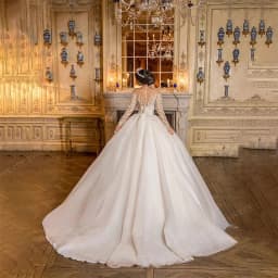 Graceful Wedding Dress Organza Lace With Embroidery Ball Gown Full Sleeve O-Neck Customized Bridal Dress Button Vestido De Novia