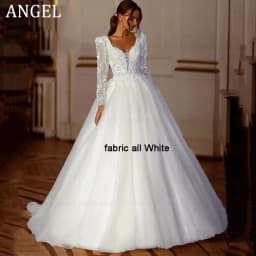 ANGEL Luxury Shiny Long Sleeves Wedding Dress 2025 A-Line Lace Up Women Bridal Gown Customized Applique Beading Vestido De Novia