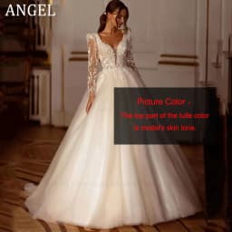 ANGEL Luxury Shiny Long Sleeves Wedding Dress 2025 A-Line Lace Up Women Bridal Gown Customized Applique Beading Vestido De Novia