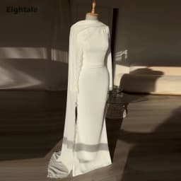 Eightale Arabic Wedding Dress Appliques Customized Ivory O-Neck Bridal Gown Long Sleeves Mermaid Bride Party Dress Robe De Marié
