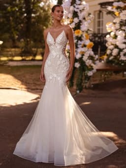 Sexy V Neck Mermaid Wedding Dresses Customized Spaghetti Straps Sequined Applique Sweep Train Bridal Gown Vestido Noiva