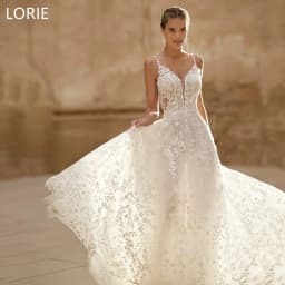 LORIE A-line Sexy Applique 3D Flowers Wedding Dress Sleeveless Backless Wedding Gowns Backless Bride Gown Customized 2025