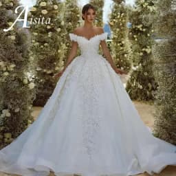 Customized Ball Gown Princess Wedding Dresses Sweetheart Off the Shoulder Vestido De Novia Backless Sequined Robe De Mariee