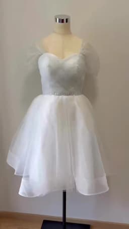 Simple Glitter Tulle Shorts Wedding Dress Off Shoulder Knee Length Short Sparkly Party Prom Ball Gowns Birthdaty Gift Custom