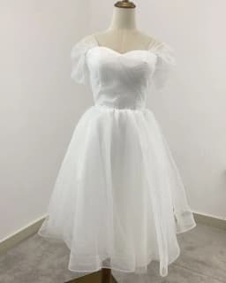Simple Glitter Tulle Shorts Wedding Dress Off Shoulder Knee Length Short Sparkly Party Prom Ball Gowns Birthdaty Gift Custom