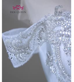 Customized Europe Luxury Wedding Dress 2026 New Heavy Beading Ivory blue Color Lace Up Princess Wedding Dresses For Bride WX0347