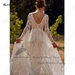 Lakshmigown Civil Bridal Boho Long Sleeve Lace Mermaid Wedding Gowns V Neck Sexy Women Beach Wedding Dresses 2026 Customized
