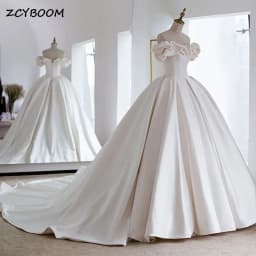 Customized 2026 Satin Ball Gown Wedding Dresses 2026 Simple Sweetheart Neck Classic Zipper Back Bride Gowns Robe De Mariée