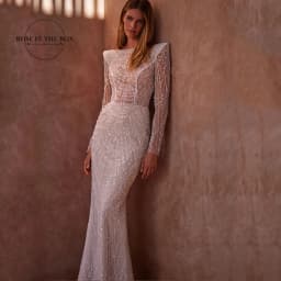 MisShow New Pearl Beaded Mermaid Weddding Dresses Luxury 2026 Long Sleeves Floor Length Bridal Gowns with Back Split Customized