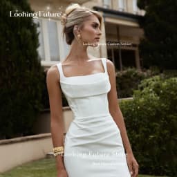 Simple Mermaid Wedding Dress Sleeveless Sexy High Slit Spaghetti Straps Pleat Square Collar Bridal Growns Sweep Train Customized