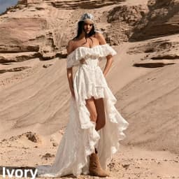 Off Shoulder Lace Wedding Dress Corset High Low Split Bridal Gown Backless Ruffle Train Desert Wedding Vestido De Novia Custom
