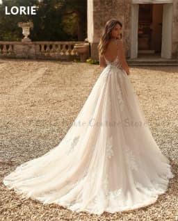 LORIE A-line Flowers Appliques vestidos de novia Wedding Dress Spaghetti Strap Bridal Gowns Sweetheart Wedding Gown Customized