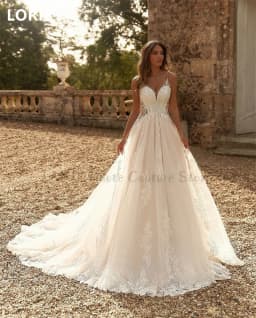 LORIE A-line Flowers Appliques vestidos de novia Wedding Dress Spaghetti Strap Bridal Gowns Sweetheart Wedding Gown Customized