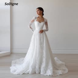 SoDigne A-line Lace Wedding Dress Sweetheart Full Sleeves Bride Dresses 2026 Long Bridal Gowns Vestidos De Novia Customized
