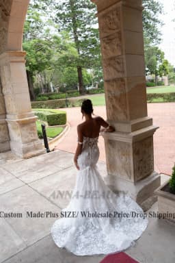 Anna Classic Trumpet Wedding Dresses Off the Shoulder Lace Appliques Sweetheart Zipper with Button Vestidos Customised