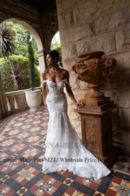 Anna Classic Trumpet Wedding Dresses Off the Shoulder Lace Appliques Sweetheart Zipper with Button Vestidos Customised