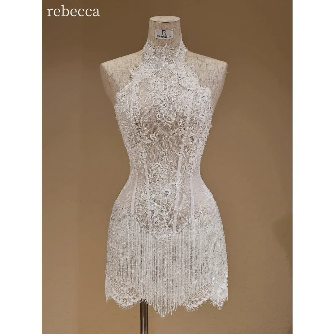 Rebecca Customized Halter Neck High Neck Prom Dress Sleeveless Lace vestidos de noche Lace Embroidery Sexy Evening Dresses 2026