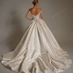 Off The Shoulder Wedding Dress Satin With Beading Embroidered Lace A-Line Ball Gown Sleeveless Strapless Customized Bride Dress