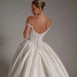 Off The Shoulder Wedding Dress Satin With Beading Embroidered Lace A-Line Ball Gown Sleeveless Strapless Customized Bride Dress