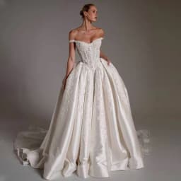 Off The Shoulder Wedding Dress Satin With Beading Embroidered Lace A-Line Ball Gown Sleeveless Strapless Customized Bride Dress