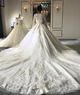 Customized Bridal Dress Muslim Wedding Dress With Full Lace Sleeves amanda novias oficial