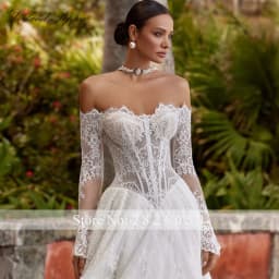 Lceland Poppy Customized A Line Boat Neck Lace Wedding Dresses Full Sleeves Illusion Bridal Gowns with Chapel Train